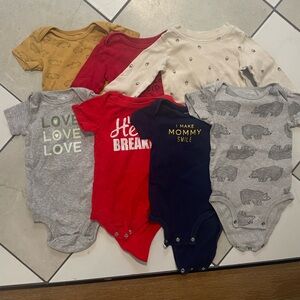 Carter's & George Colorful Bodysuit Set - Red, Gray, Cream, Tan, Navy